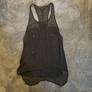 ALEXANDER WANG BLACK SHEER UTILITY TANK TOP